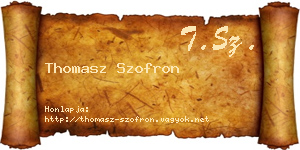 Thomasz Szofron névjegykártya